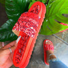 Red Bandana Slides - Soles 4 Divas